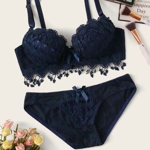 Crochet Trim Lingerie Set